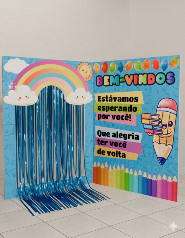 Portal e painel bem-vindos que alegria ter você de volta